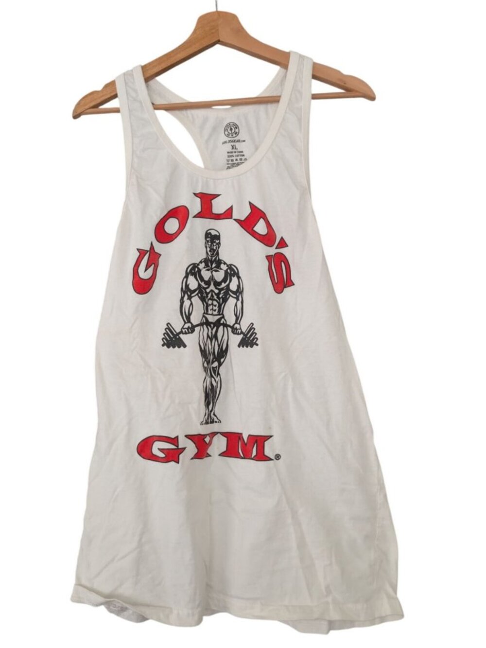 Gold's Gym Classic Joe Stringer Tank Top Mens XL White Y2K Muscle Shirt *READ*